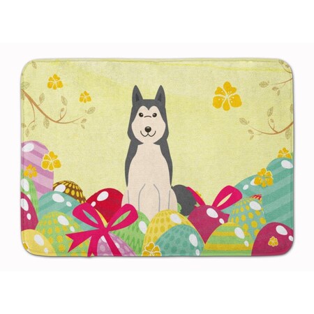 Carolines Treasures Easter Eggs West Siberian Laika Spitz Machine Washable Memory Foam Mat BB6025RUG
